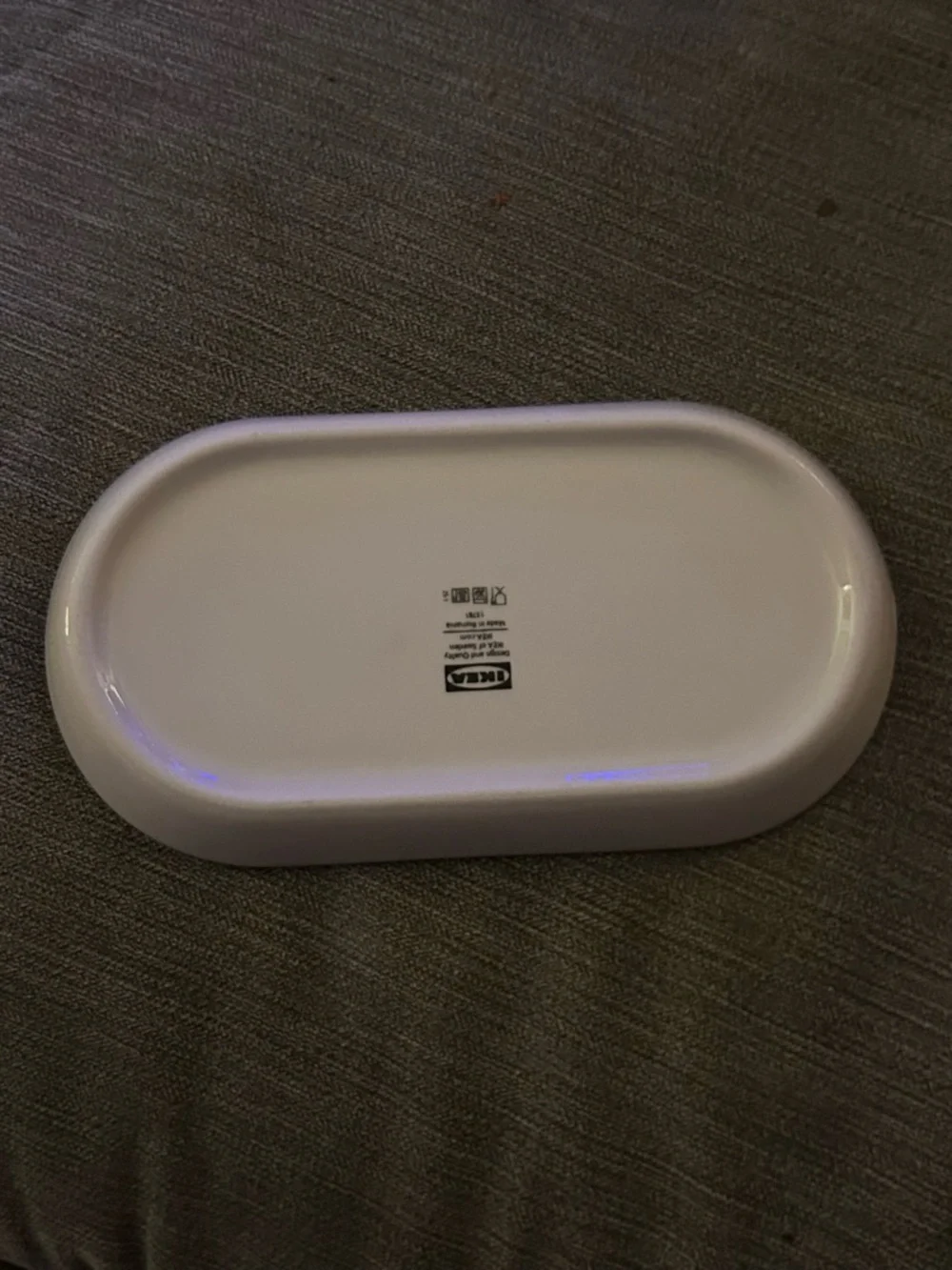 IKEA White Ceramic Dish Multicolored Height: ¾ 